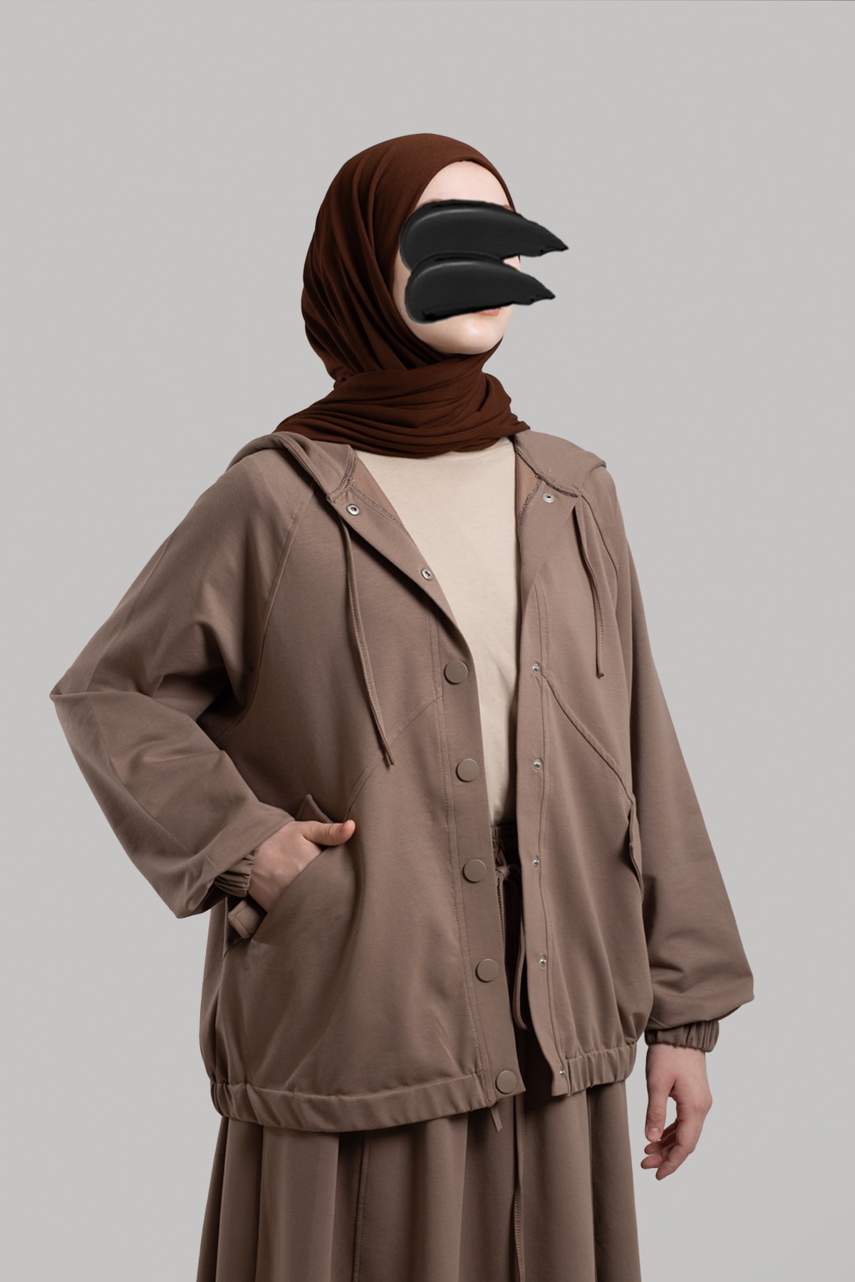 Snap-Button Bomber Sweatshirt