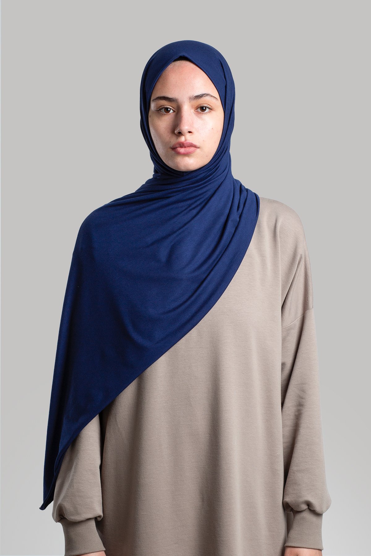 Combed Cotton Shawl - Navy Blue