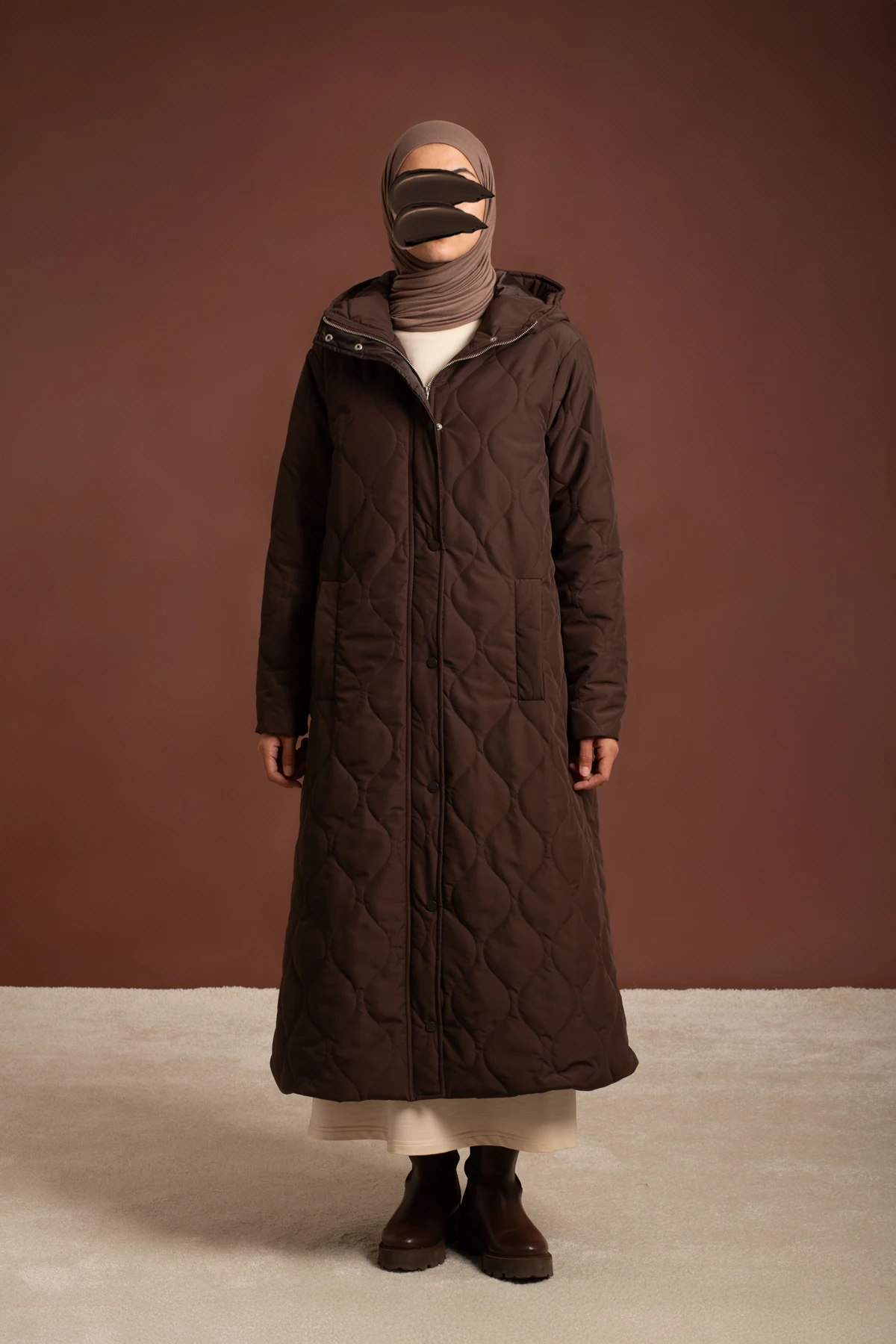 Hooded Long Quilted Coat