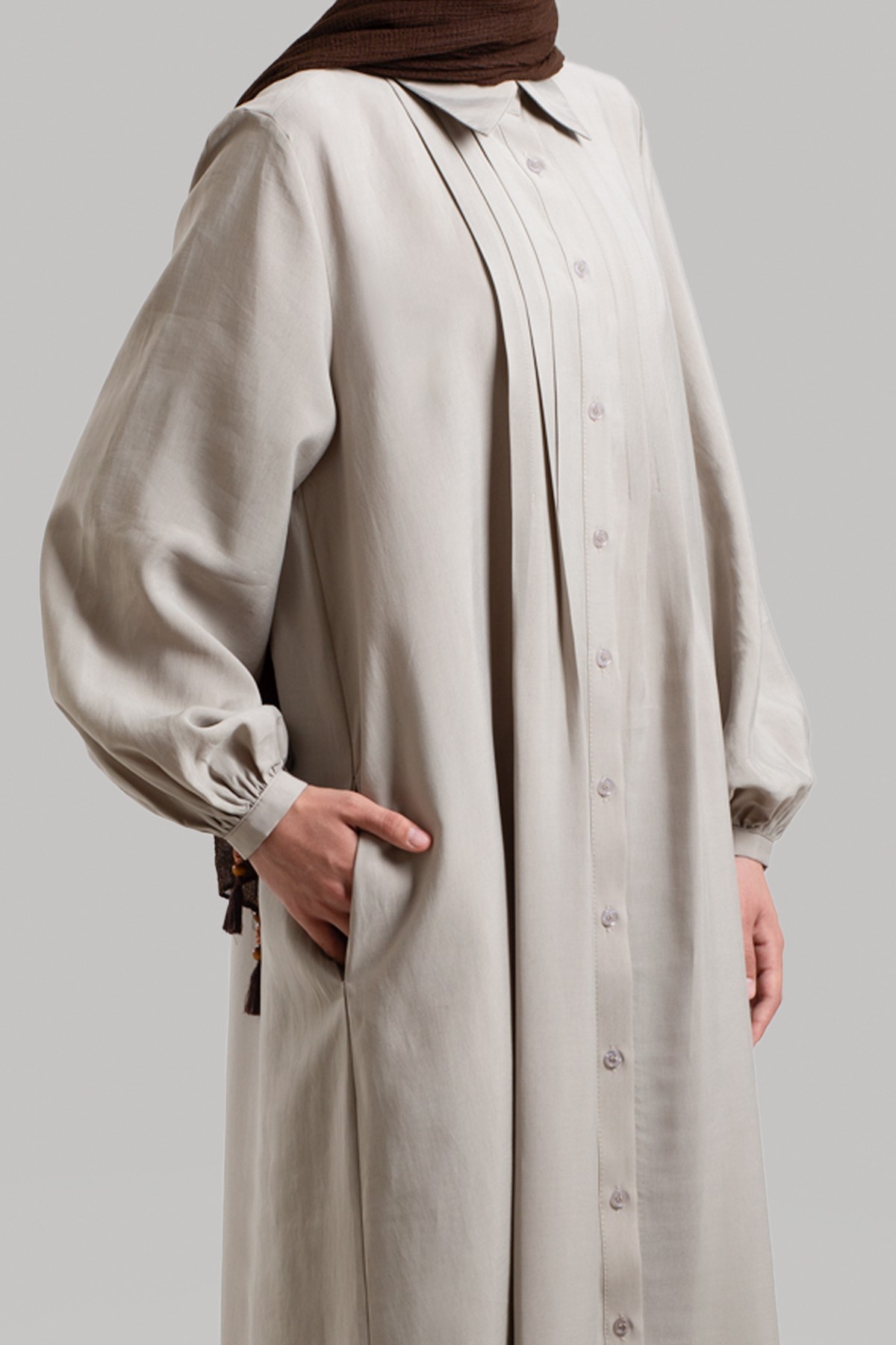 Shirt-Collar Tencel Dress