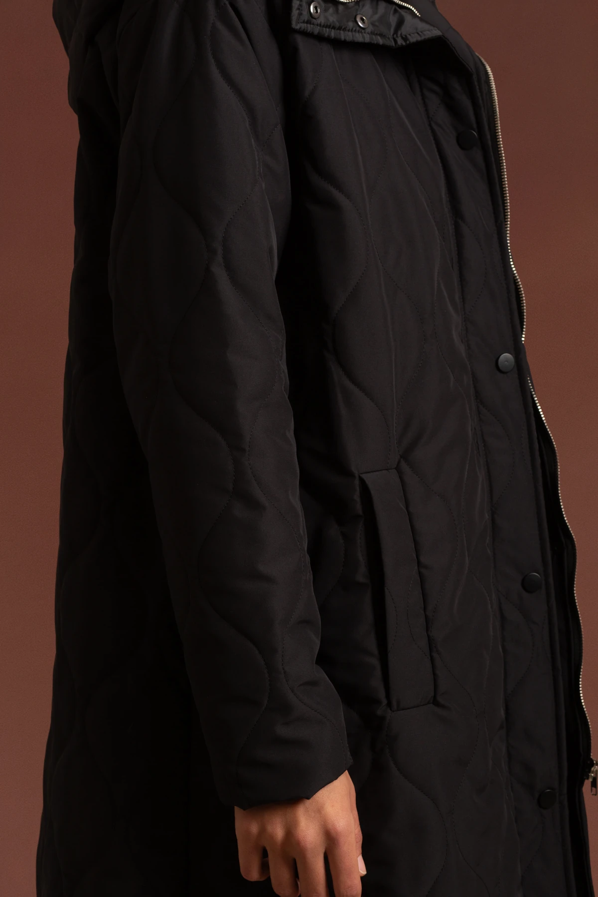 Hooded Long Quilted Coat