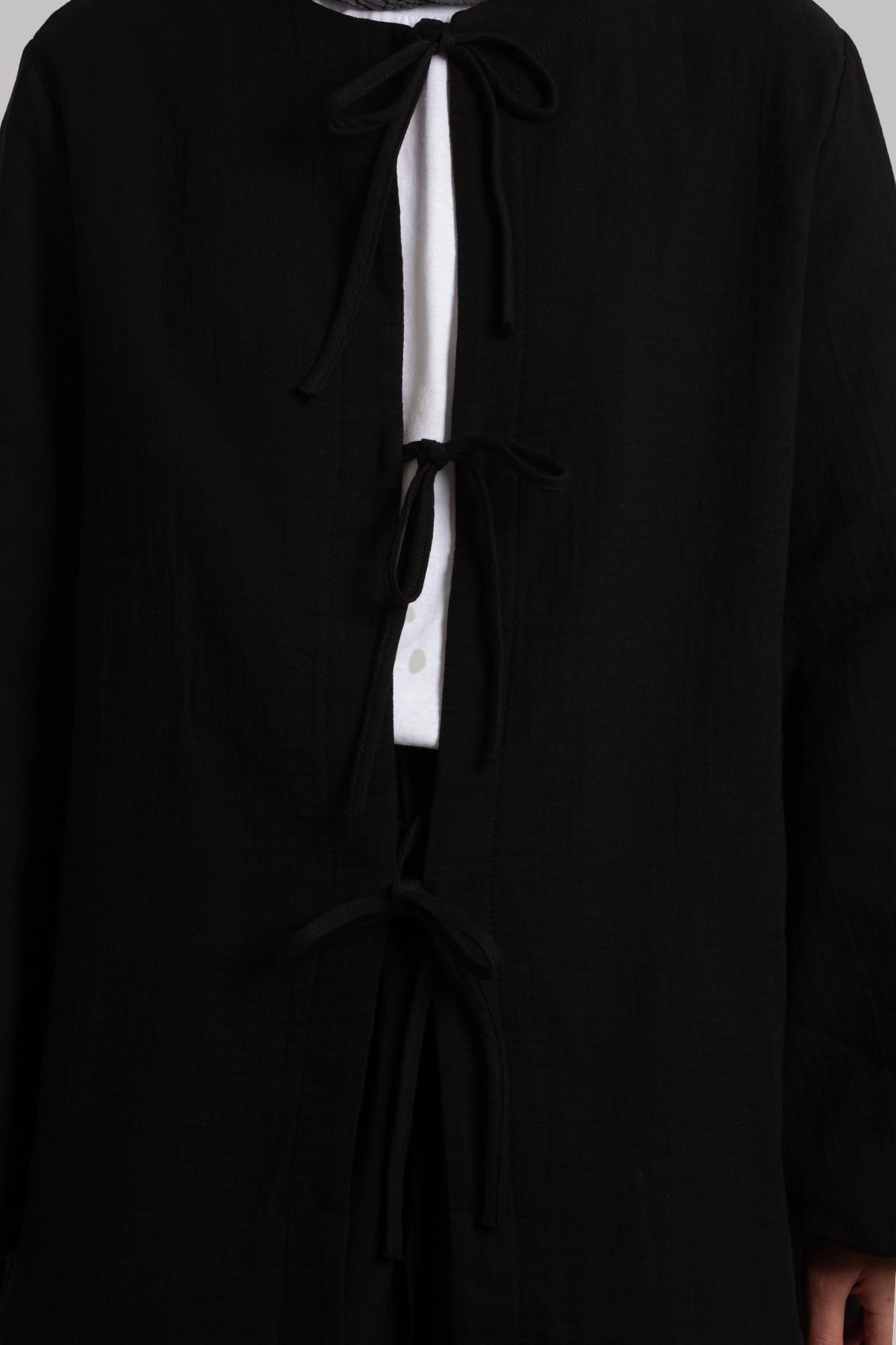 Bow-Detail Muslin Jacket