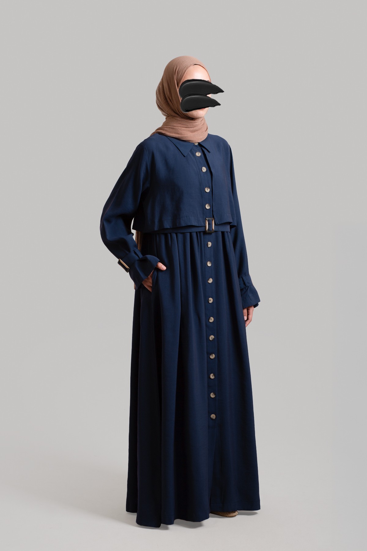 Modal Trench Dress - Navy Blue