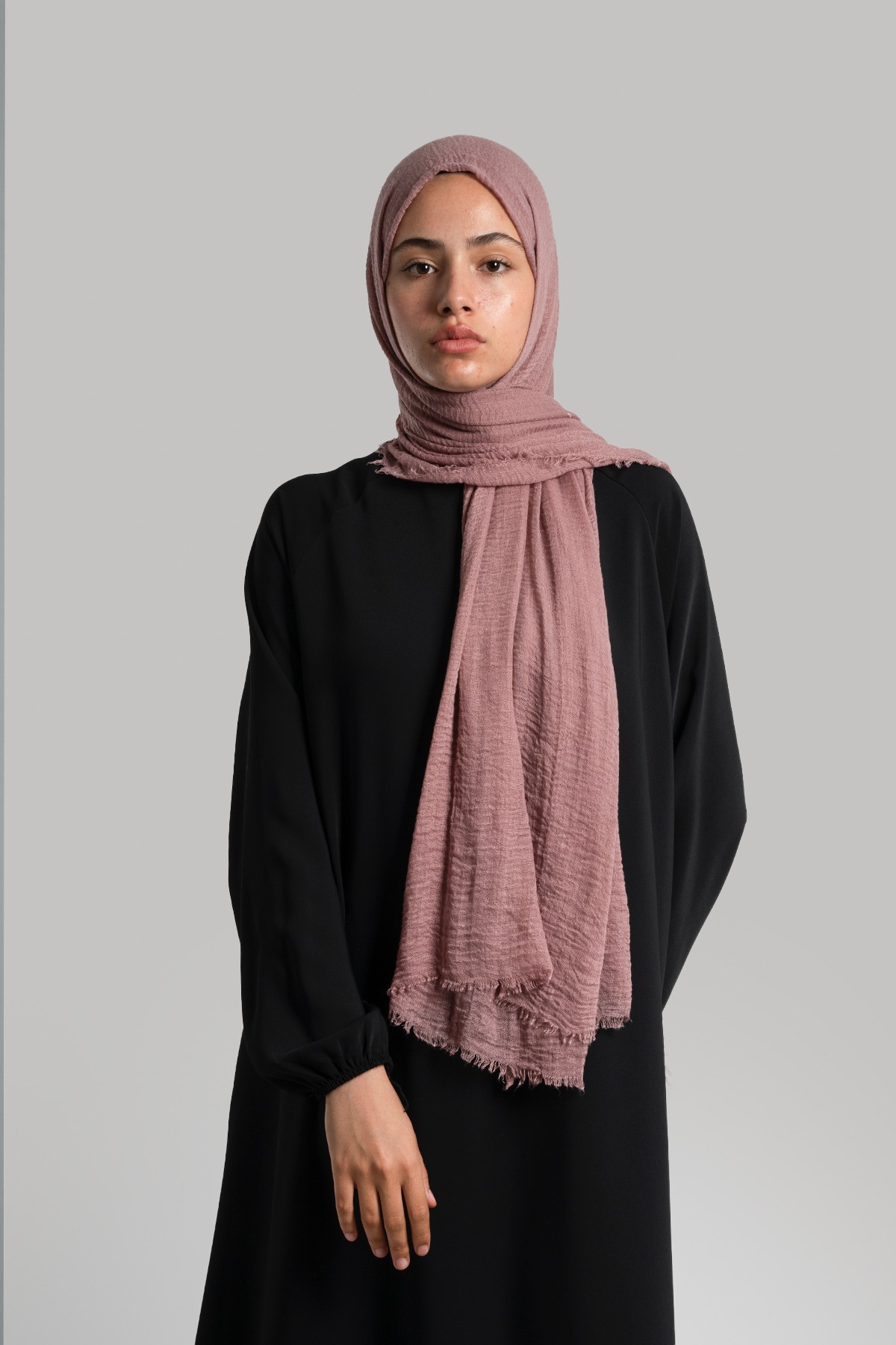 Cotton Crash Shawl - Dusty Rose