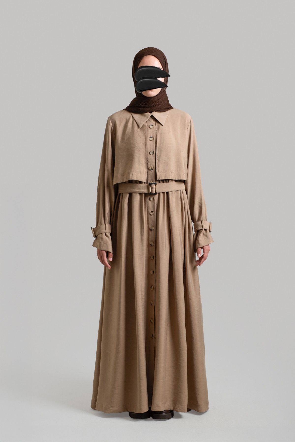 Modal Trench Dress - Brown