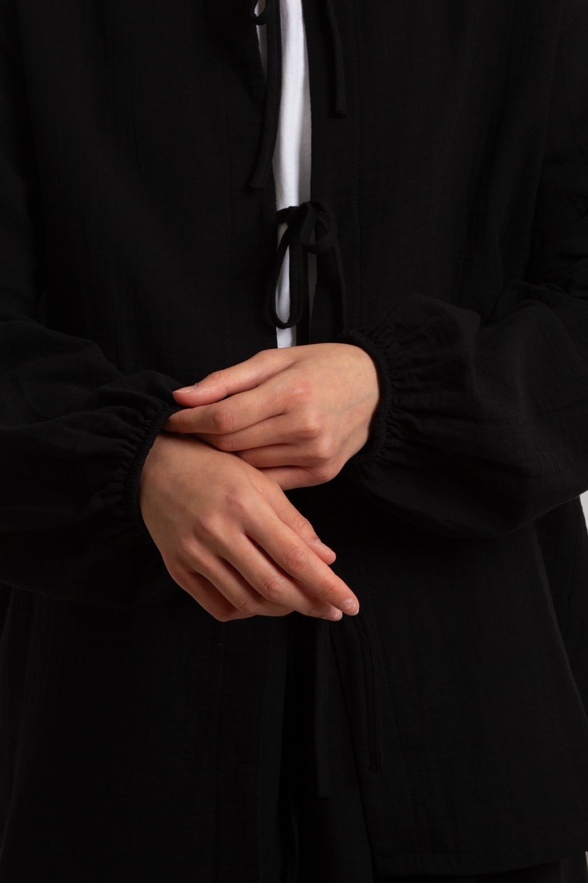 Bow-Detail Muslin Jacket