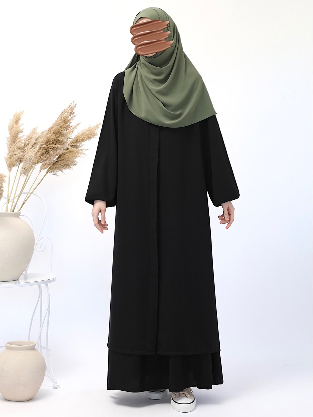 Long Skirt Abaya - Black