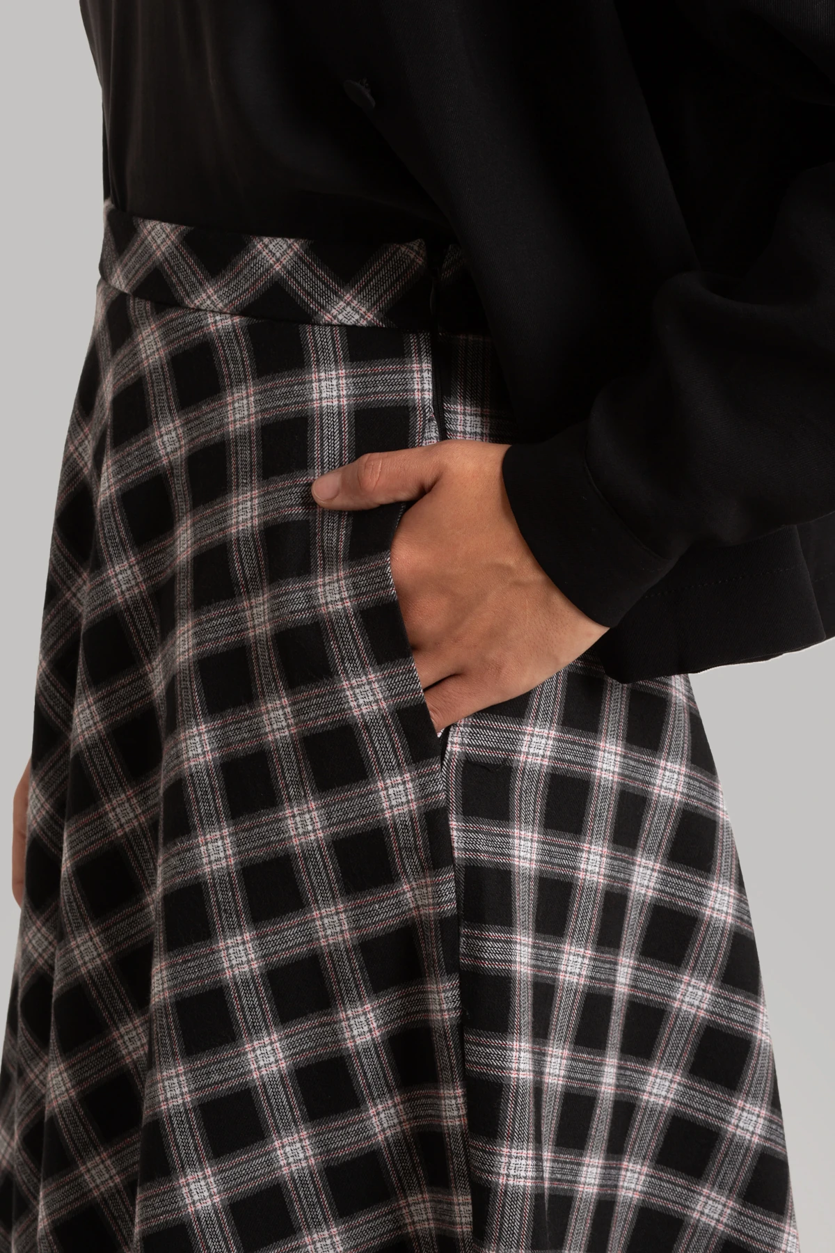 Plaid Cotton Flared Skirt