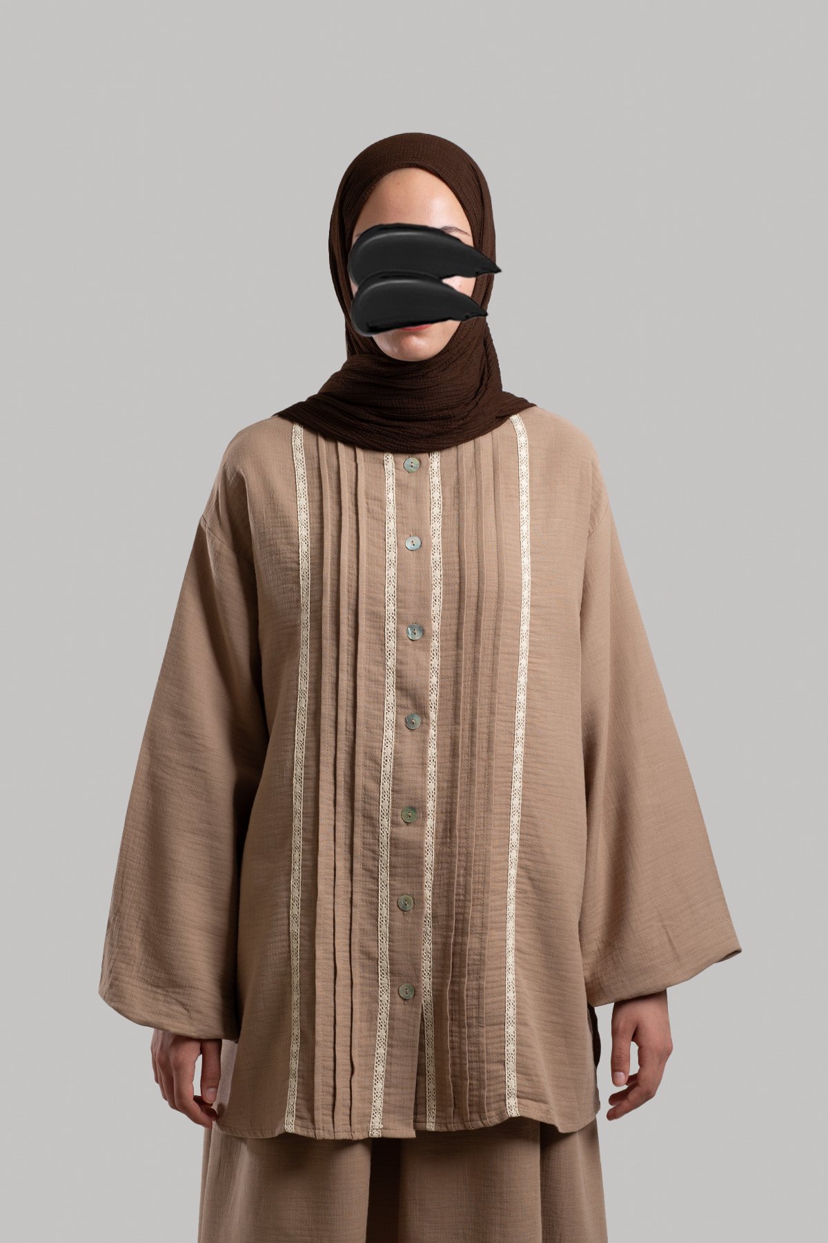 Muslin Shirt with Pintuck Details - Vizon