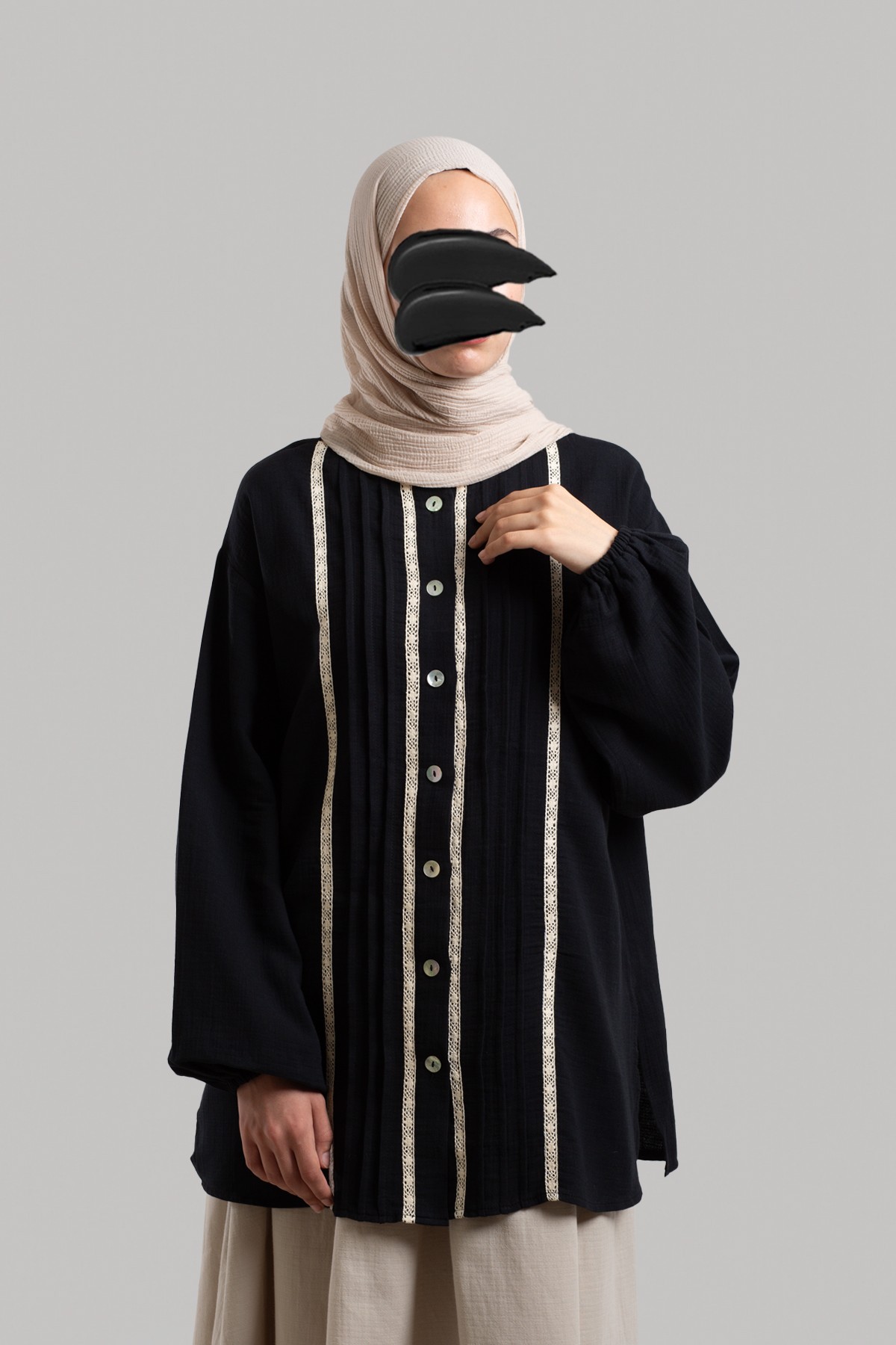 Muslin Shirt with Pintuck Details