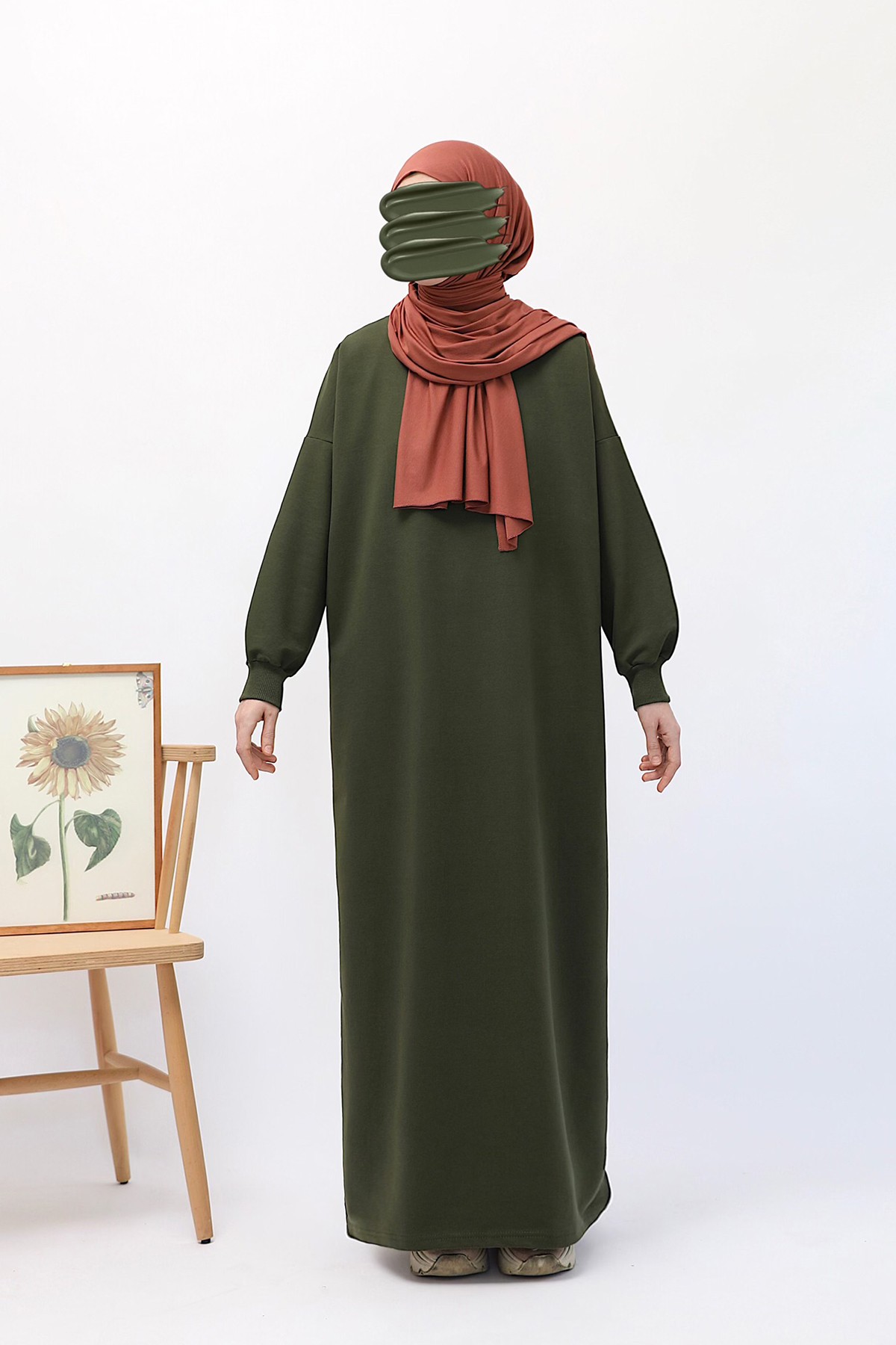 Long Knitted Dress - Khaki