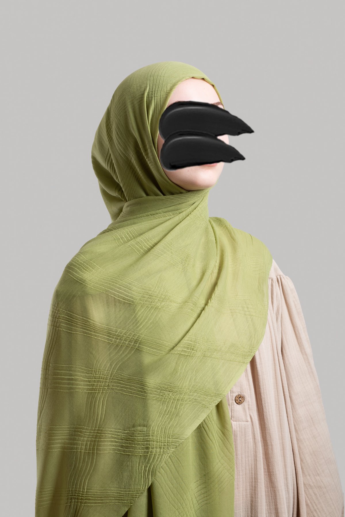 Bohemian Pattern Muslin Shawl - Lime