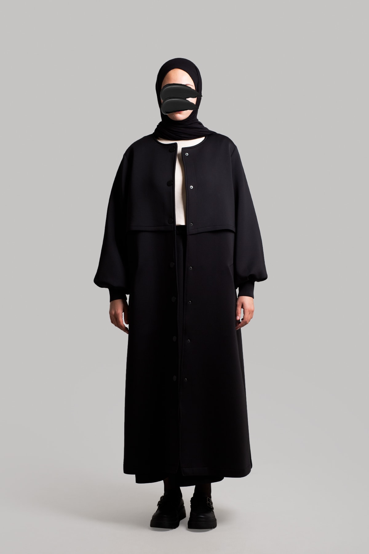 Puffy Scuba Coat - Black