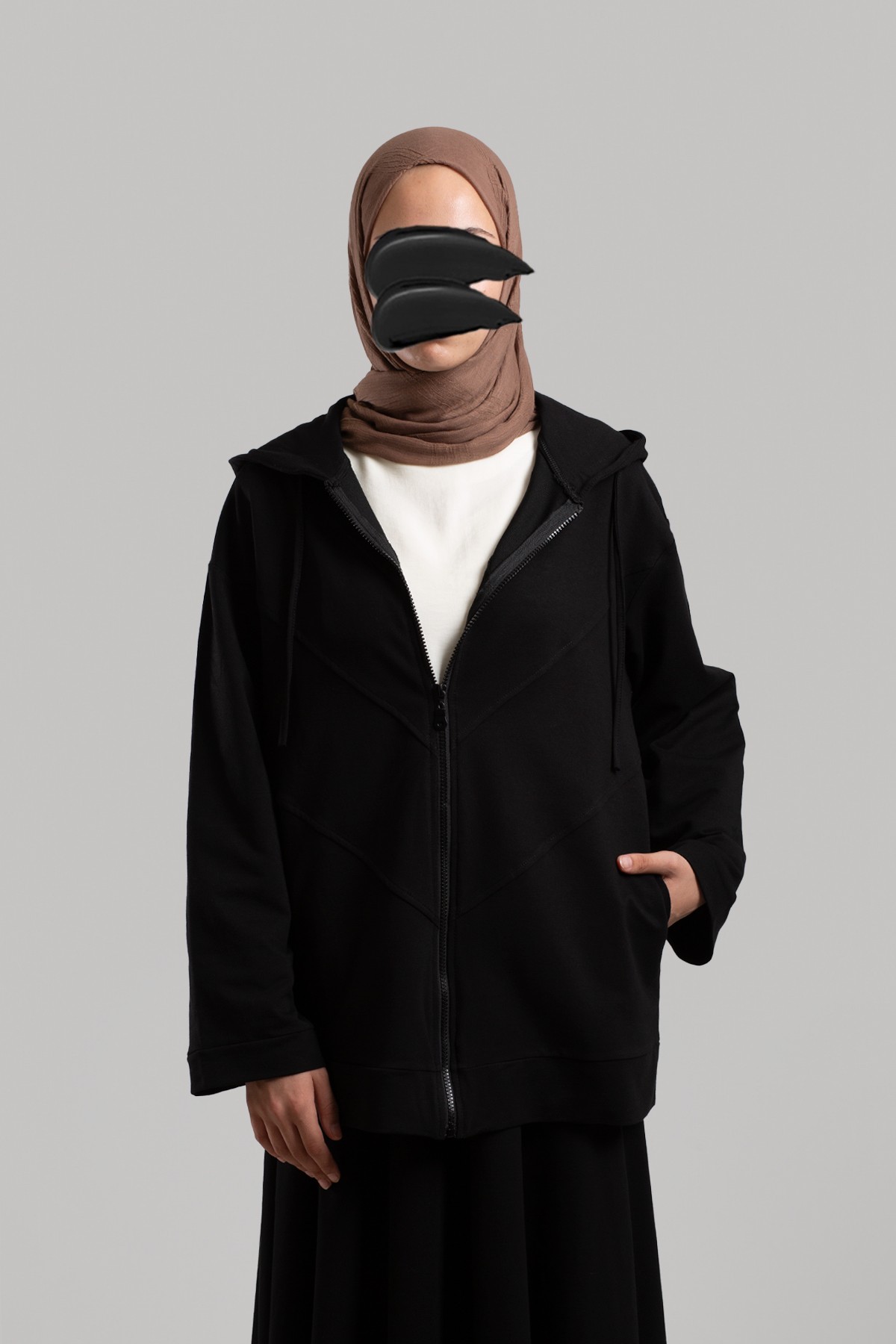 Form-Stitched Zipped Sweatshirt