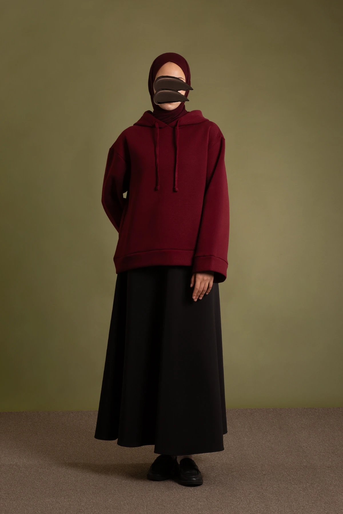 Basic Hooded Sweatshirt - Burgundy