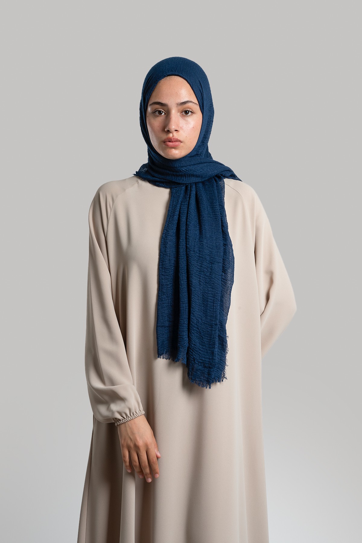 Cotton Crash Shawl - Navy Blue