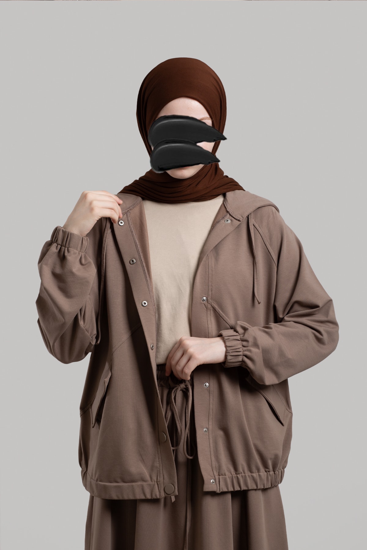 Snap-Button Bomber Sweatshirt