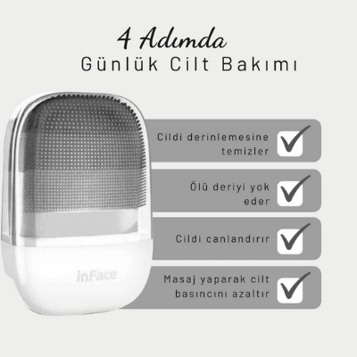 Inface Sonic Yüz Temizleme ve Masaj Cihazı gri