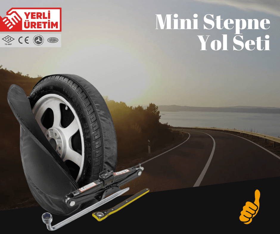 Mini Stepne Yol Seti (stepne +kriko+kılıf+bijon anahtarı)