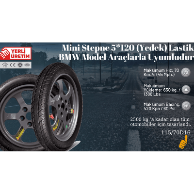 Mini Stepne 5*120 (Yedek) Lastik Ücretsiz Kargo