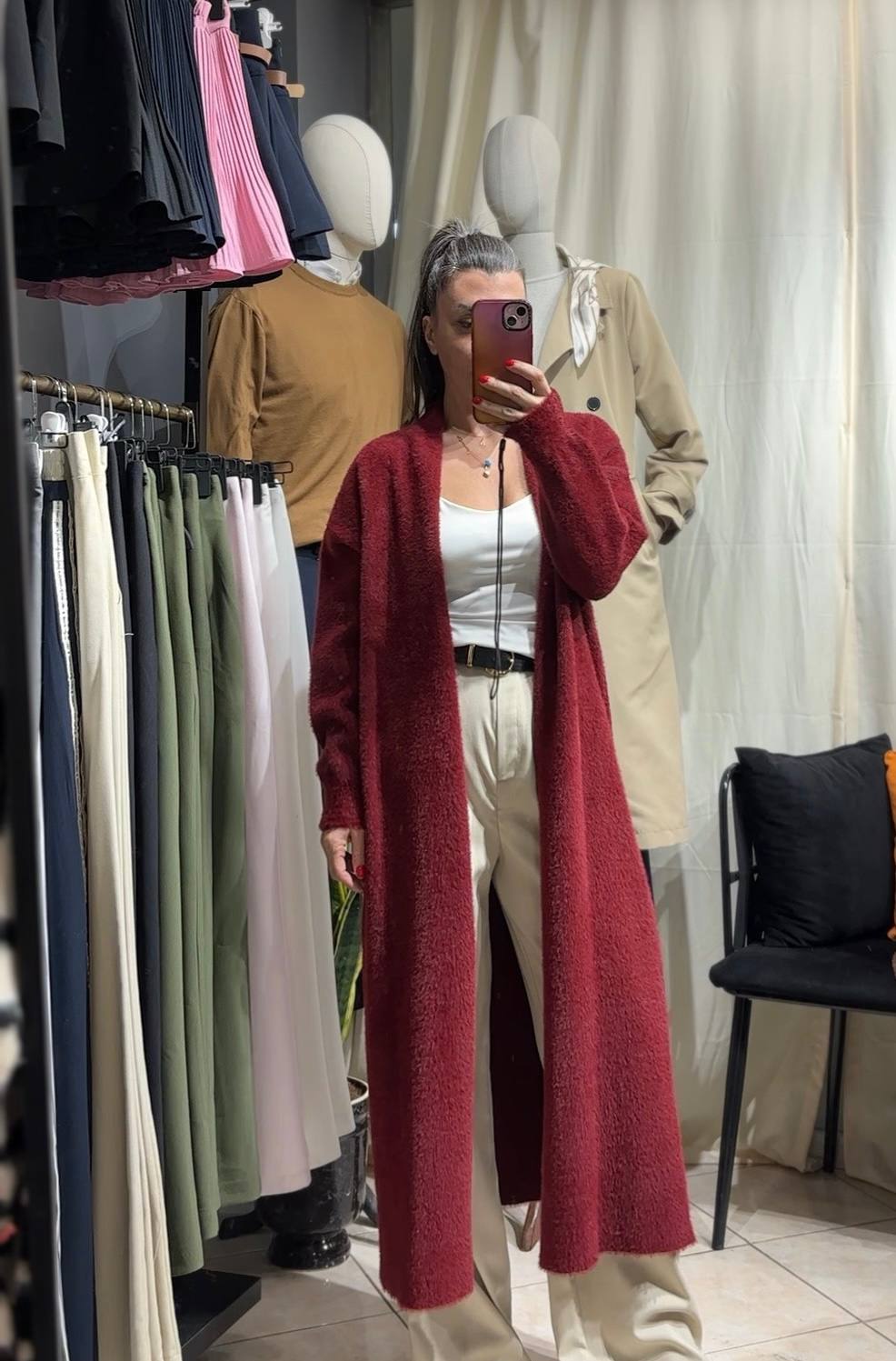 Kemerli Peluş Hırka