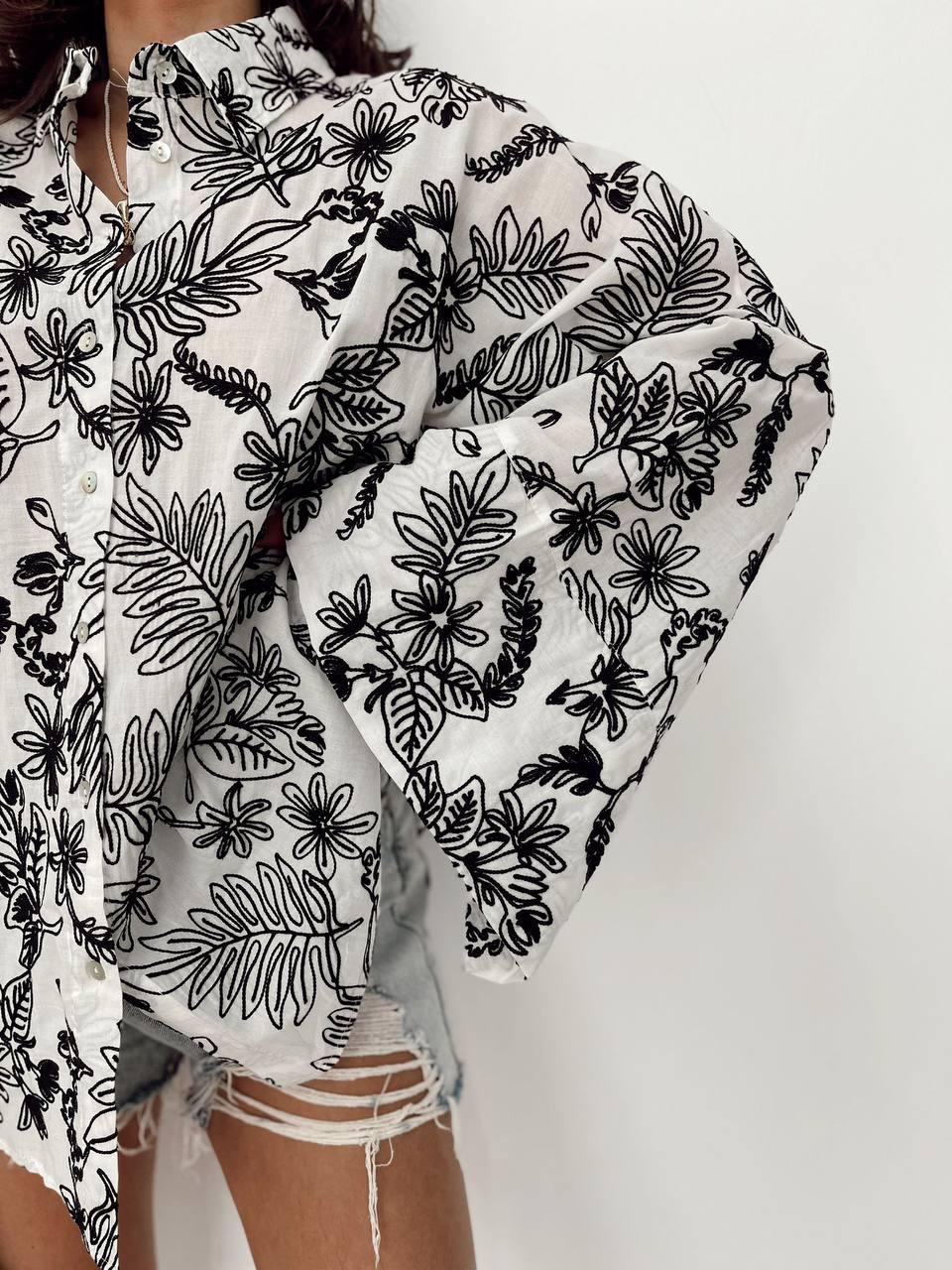 NAKIŞLI GÖMLEK - SİYAH