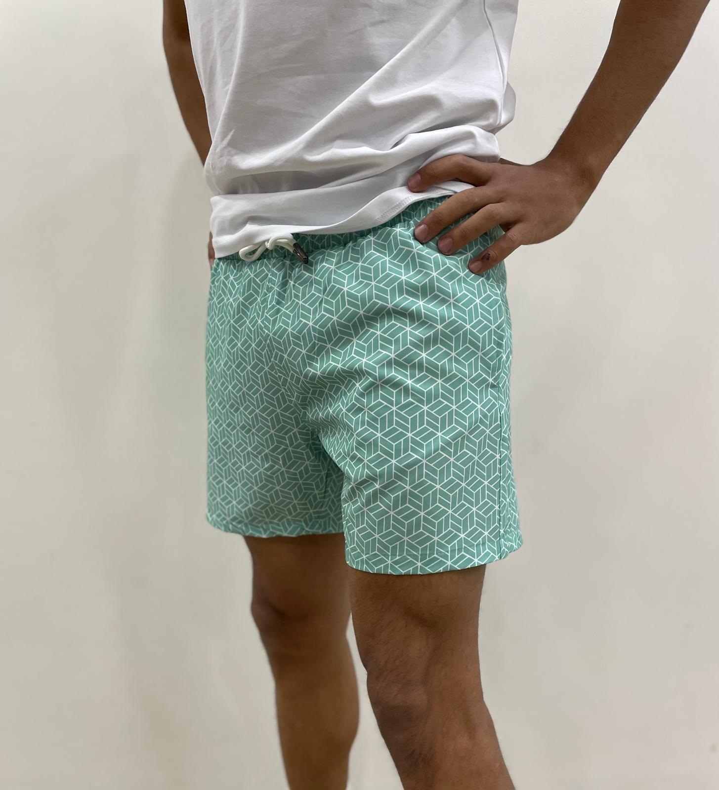  DESENLİ DENİZ ŞORTU SLİM FİT DENİZ ŞORTU - YEŞİL