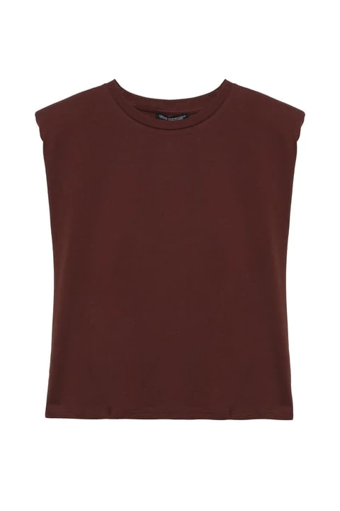 VATKALI KOLSUZ TSHİRT - KAHVE