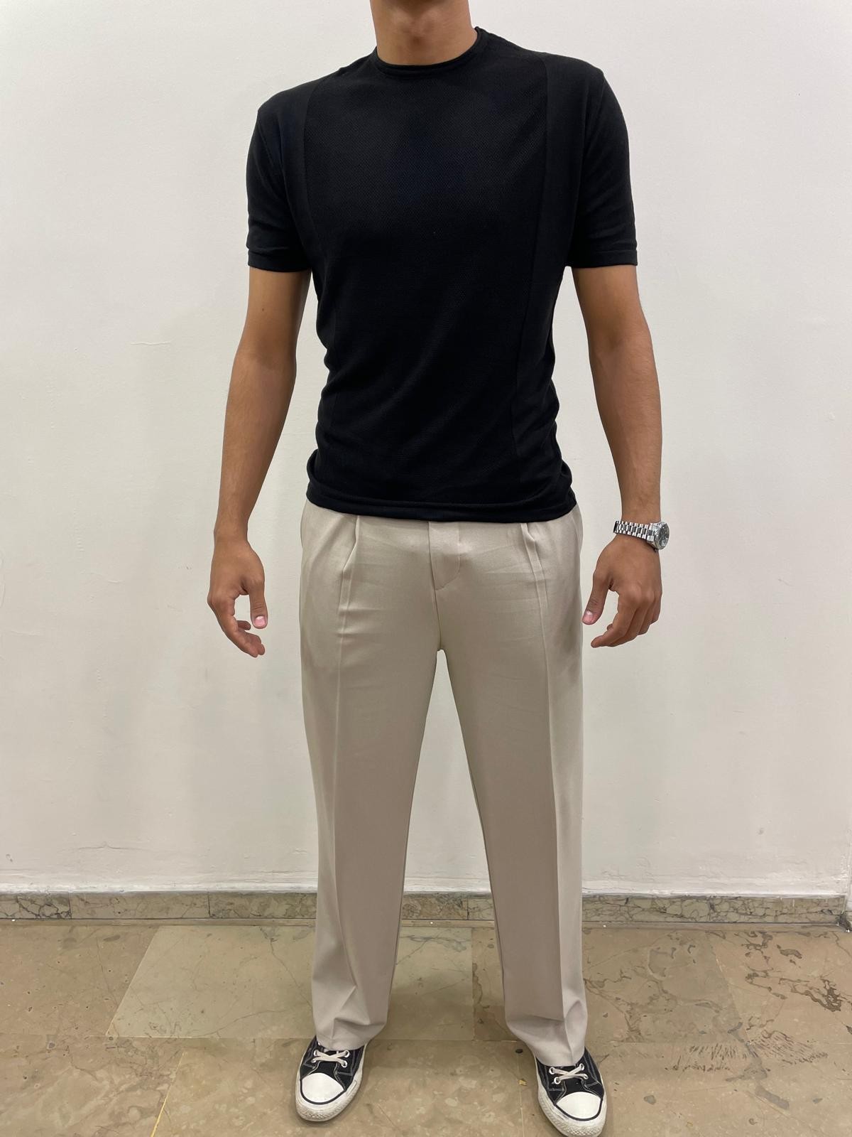 MODERN KESİM KUMAŞ PANTOLON - TAŞ