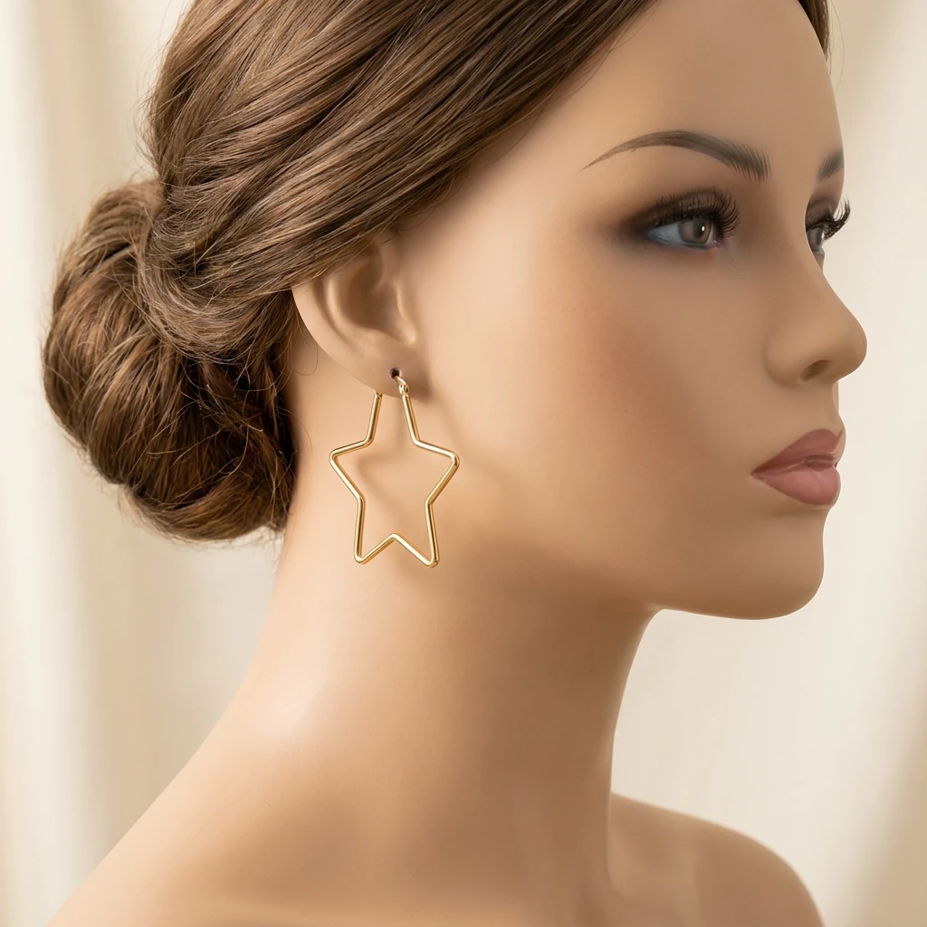 Yıldız Halka Çelik Küpe