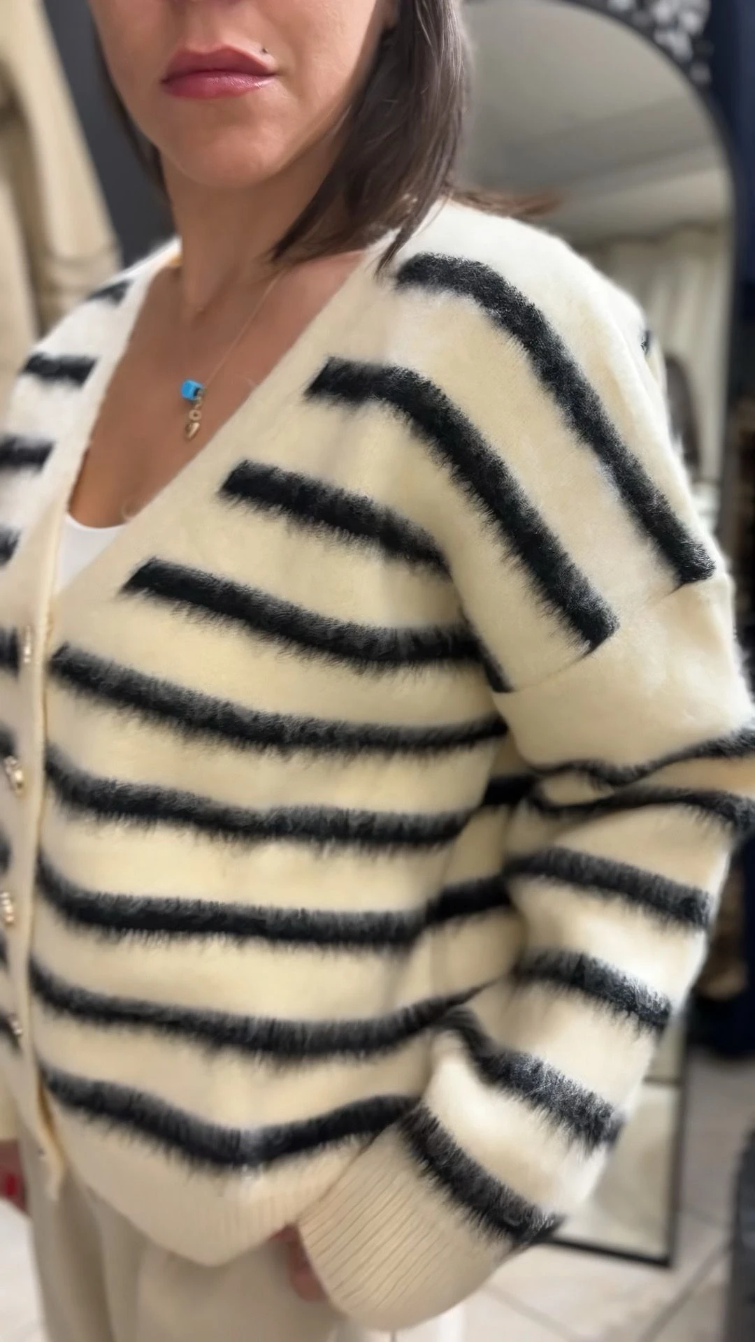 Çizgili Peluş Hırka