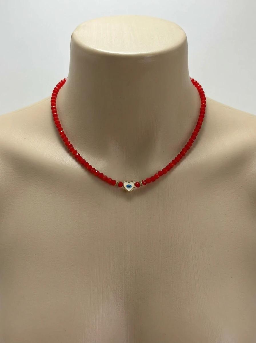 Kalpli Kırmızı Boncuk Kolye