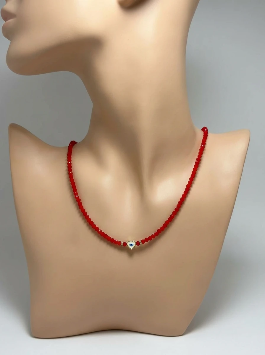 Kalpli Kırmızı Boncuk Kolye