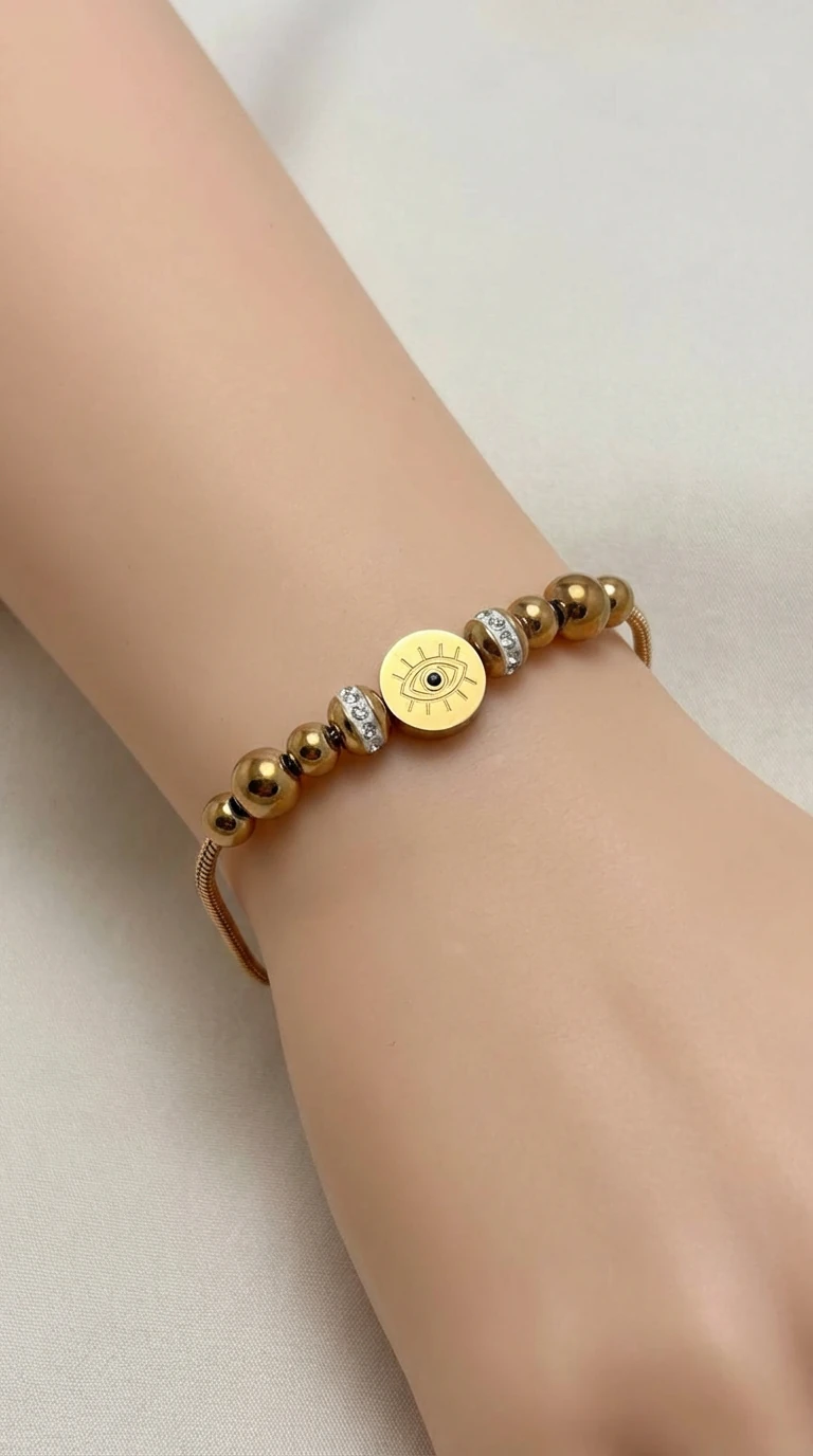 Göz Detaylı  Çelik Bileklik