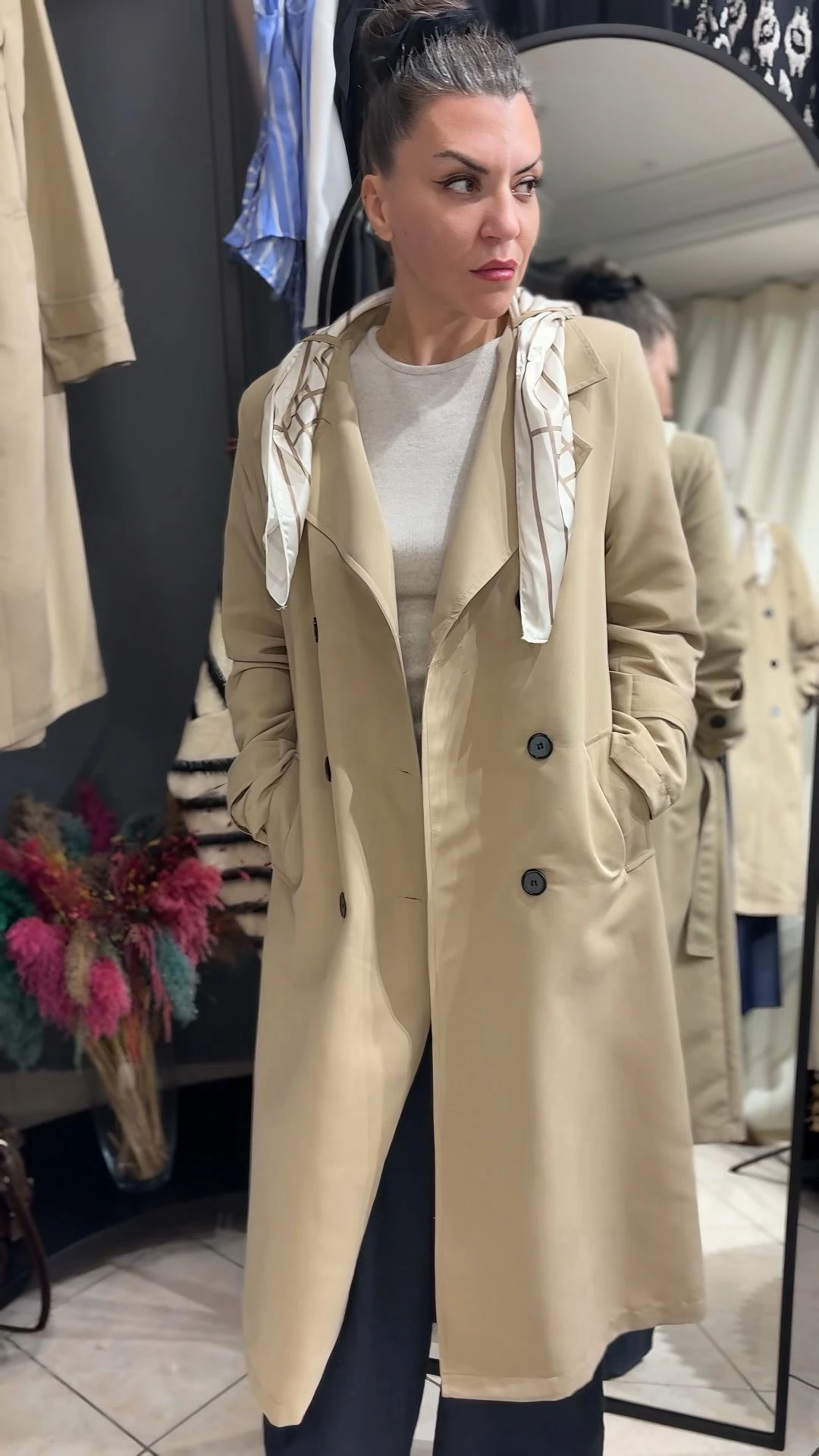 Kadın Trenç Kot Uzun