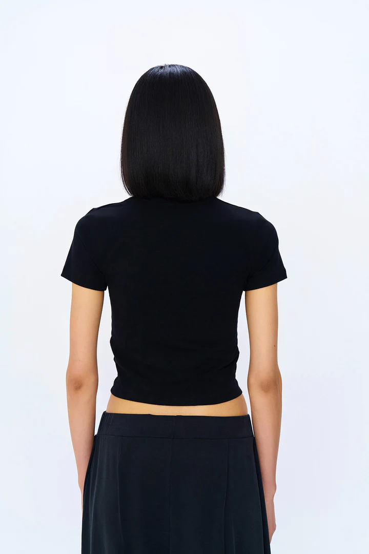 BİSİKLET YAKA BASIC T-SHIRT - SİYAH