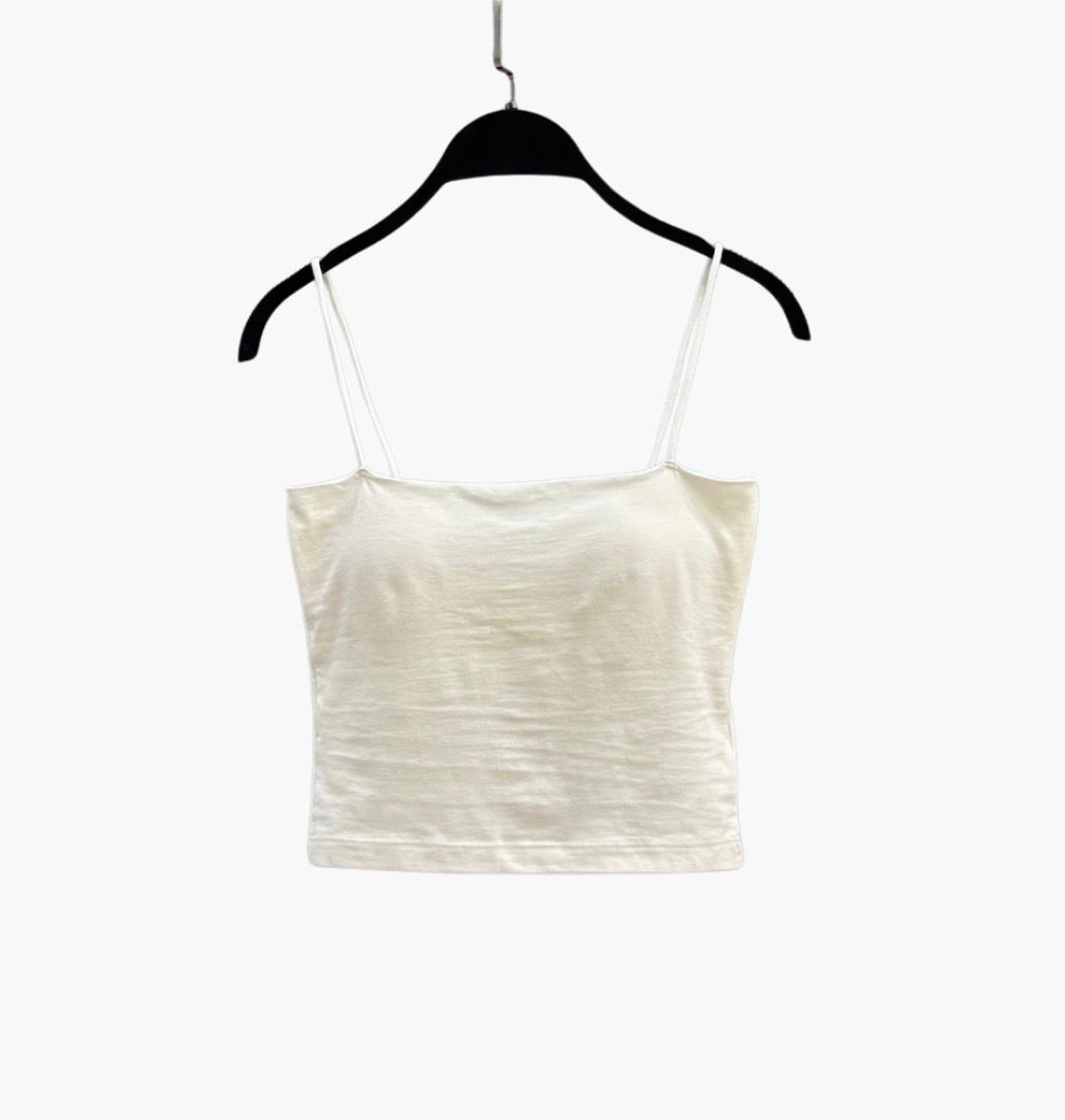 Askılı Crop Basic Atlet Ekru