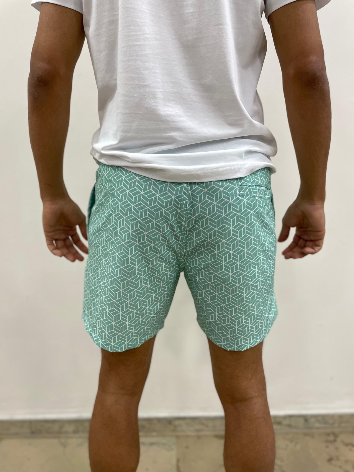  DESENLİ DENİZ ŞORTU SLİM FİT DENİZ ŞORTU - YEŞİL