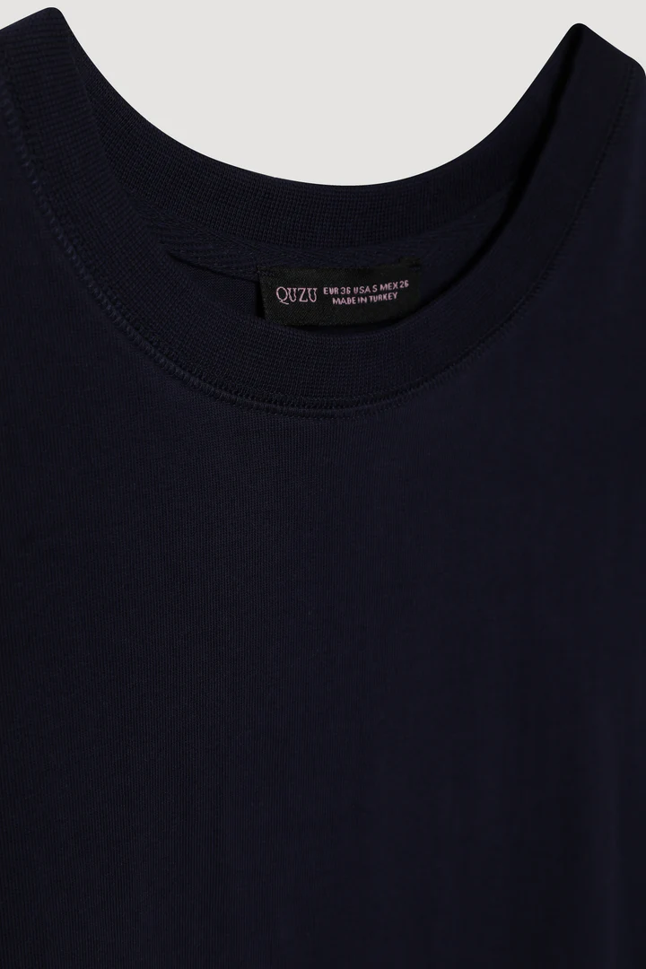  BİSİKLET YAKA DÜZ TSHİRT - LACİVERT