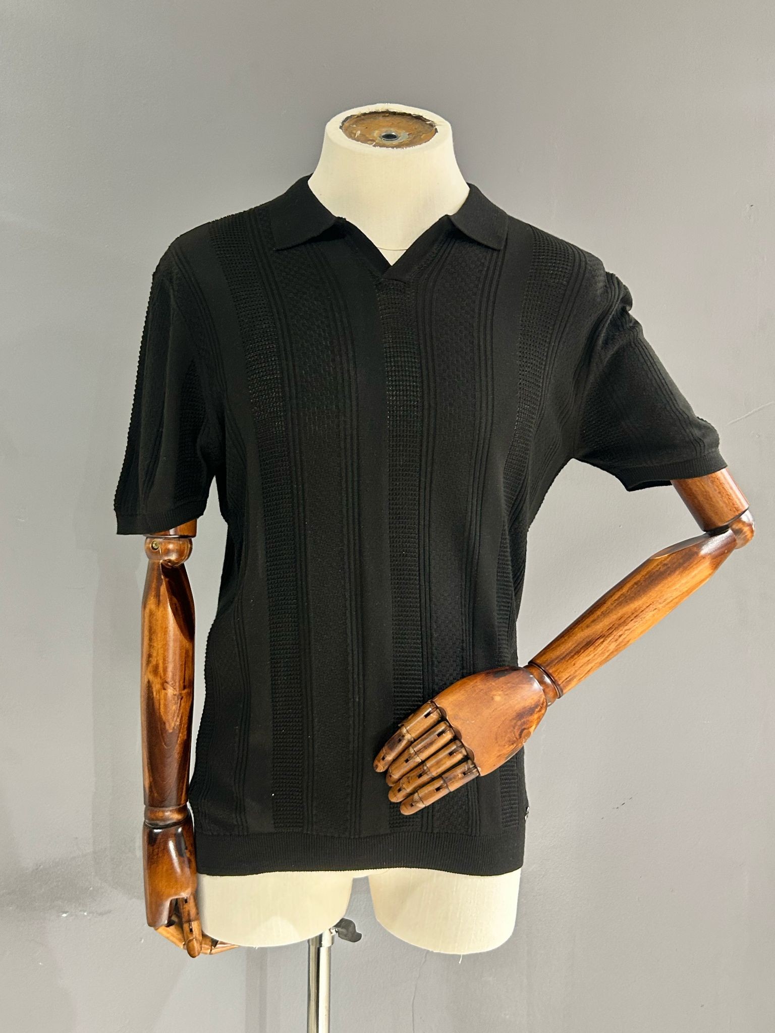 TRİKO POLO YAKA SLİM T-SHİRT - SİYAH