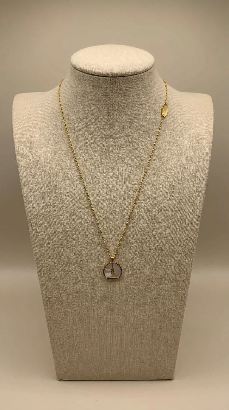 Minimal Oval Figürlü Çelik Kolye