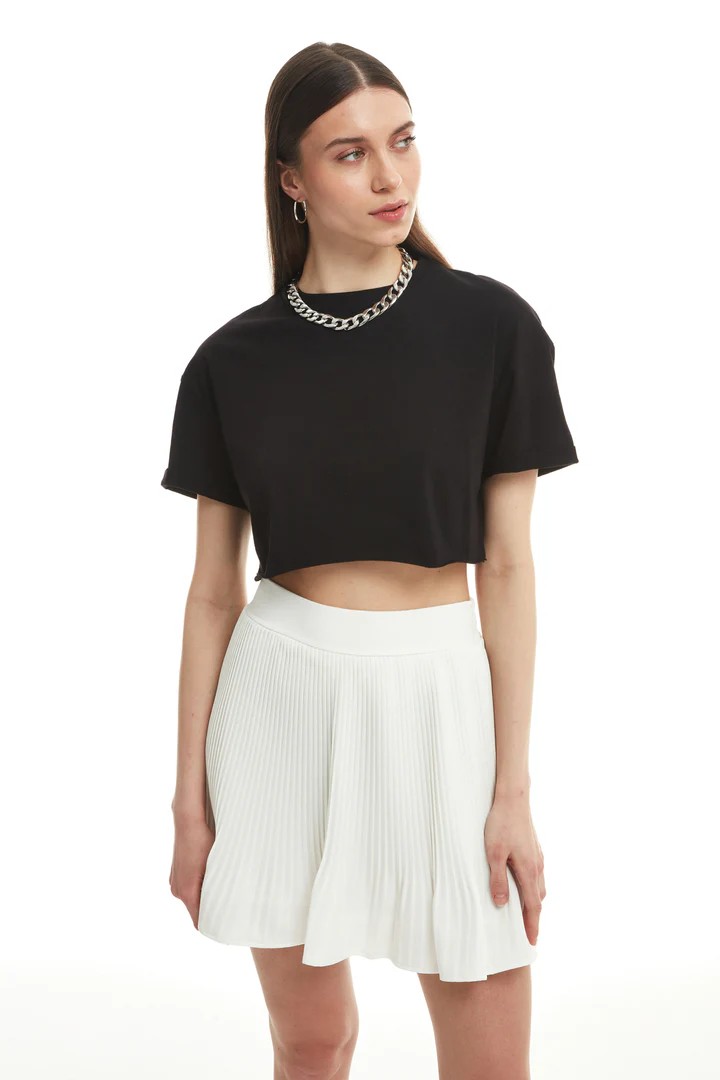  CROP BASİC TSHİRT - SİYAH
