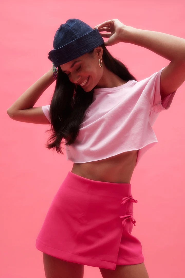  CROP BASİC TSHİRT - PEMBE