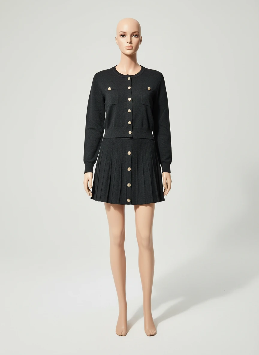 Triko Hırka Mini Etek Takım