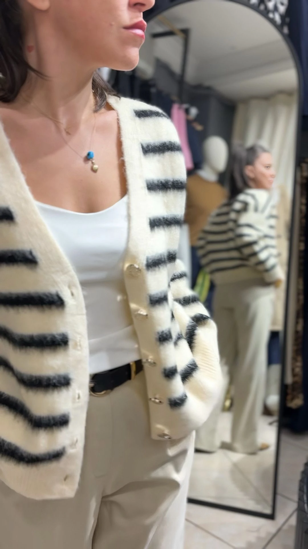 Çizgili Peluş Hırka