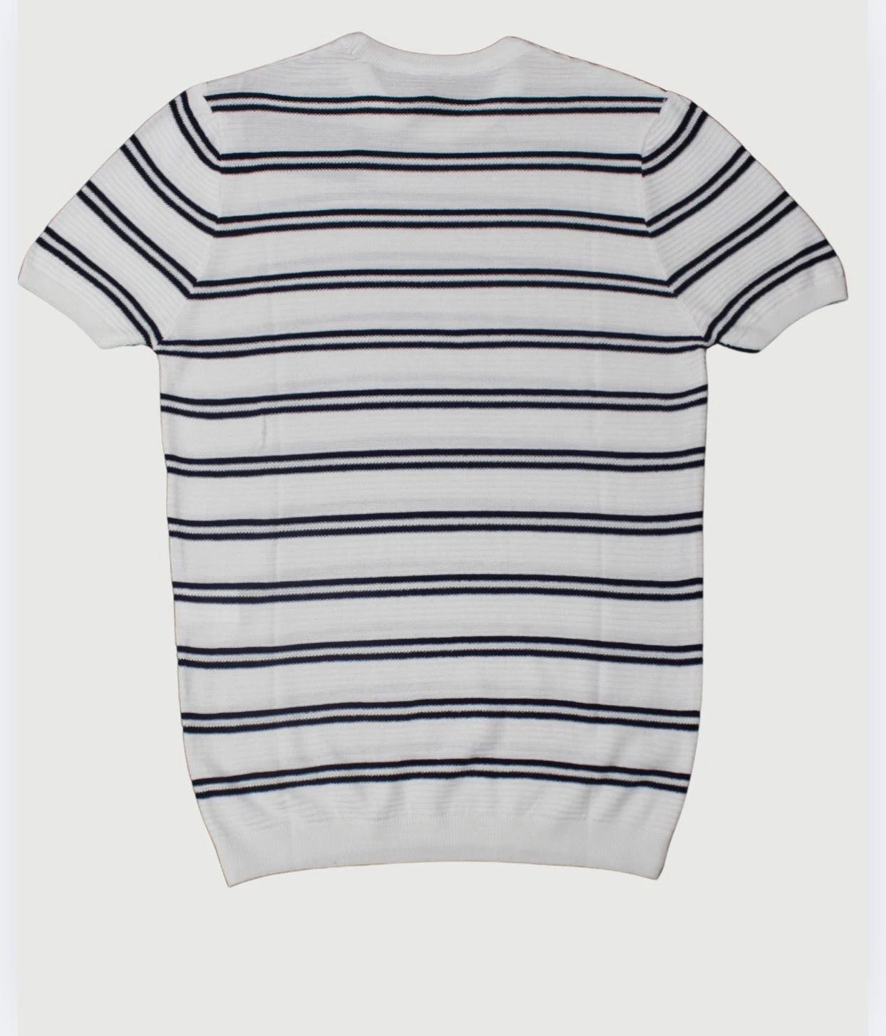 TRİKO BİSİKLET YAKA ÇİZGİLİ SLİM T-SHİRT  - BEYAZ