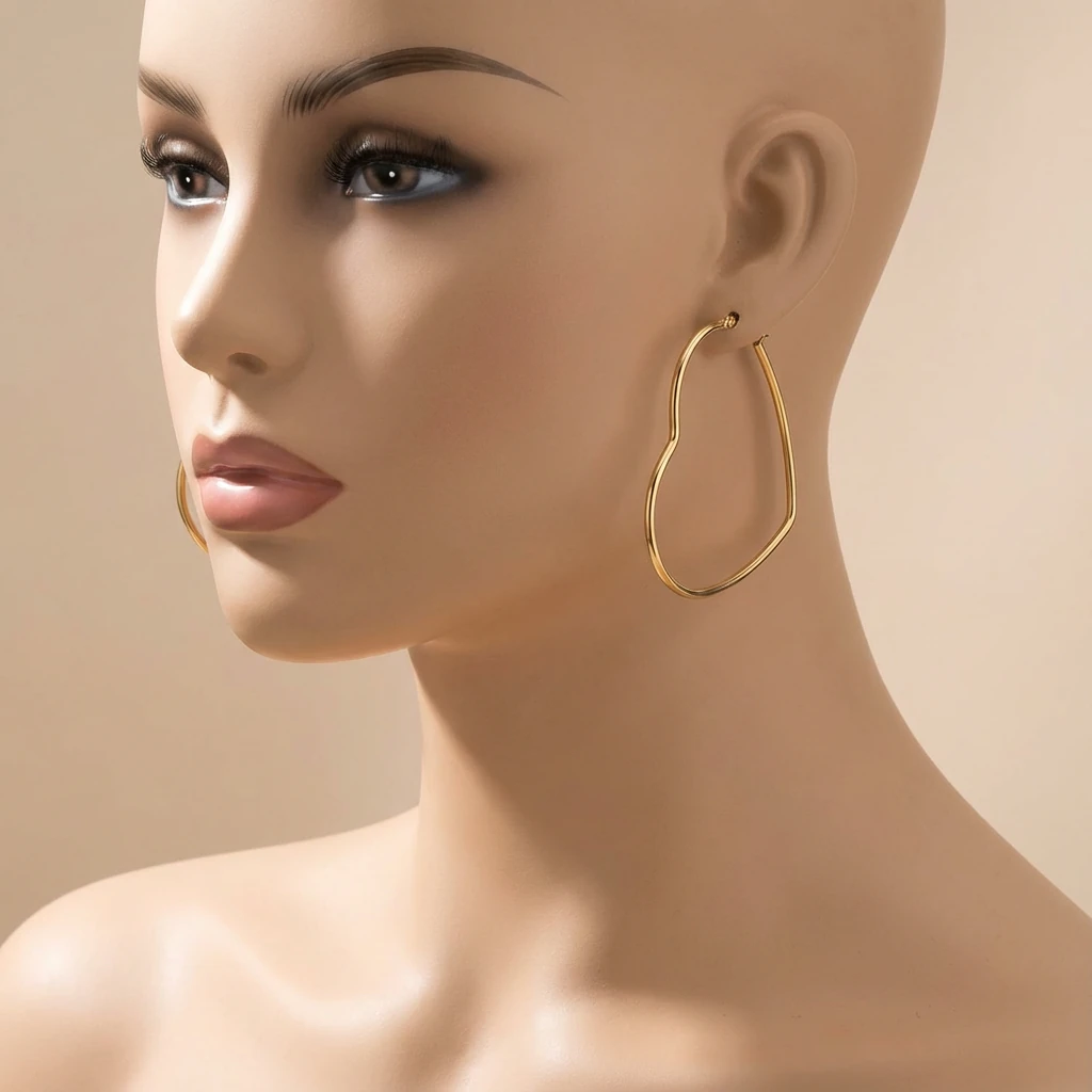 Kalp Halka Çelik Küpe