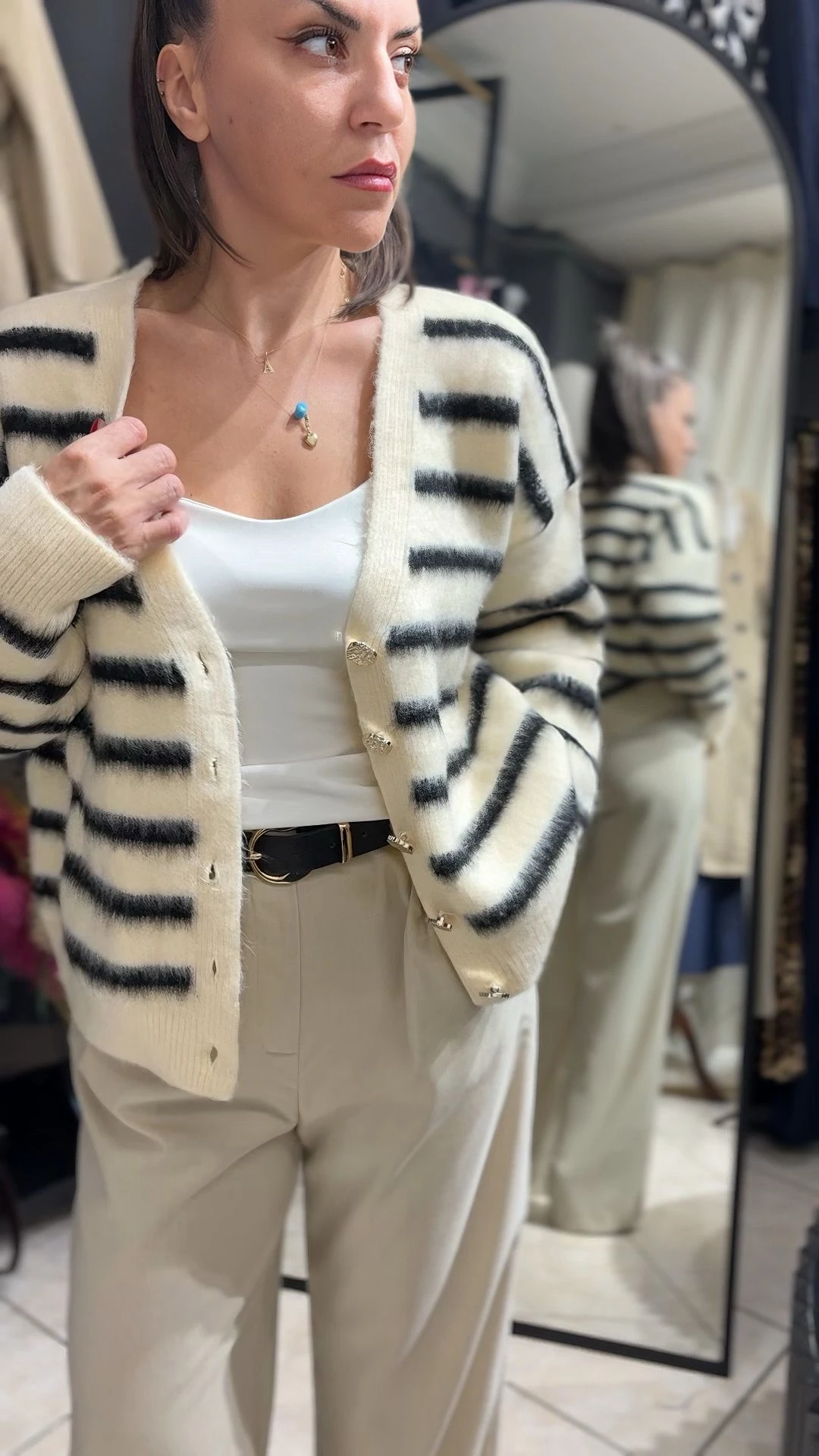 Çizgili Peluş Hırka