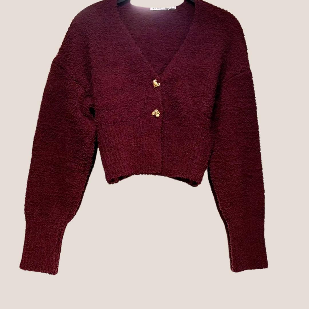 Crop Düğmeli Yumoş Hırka