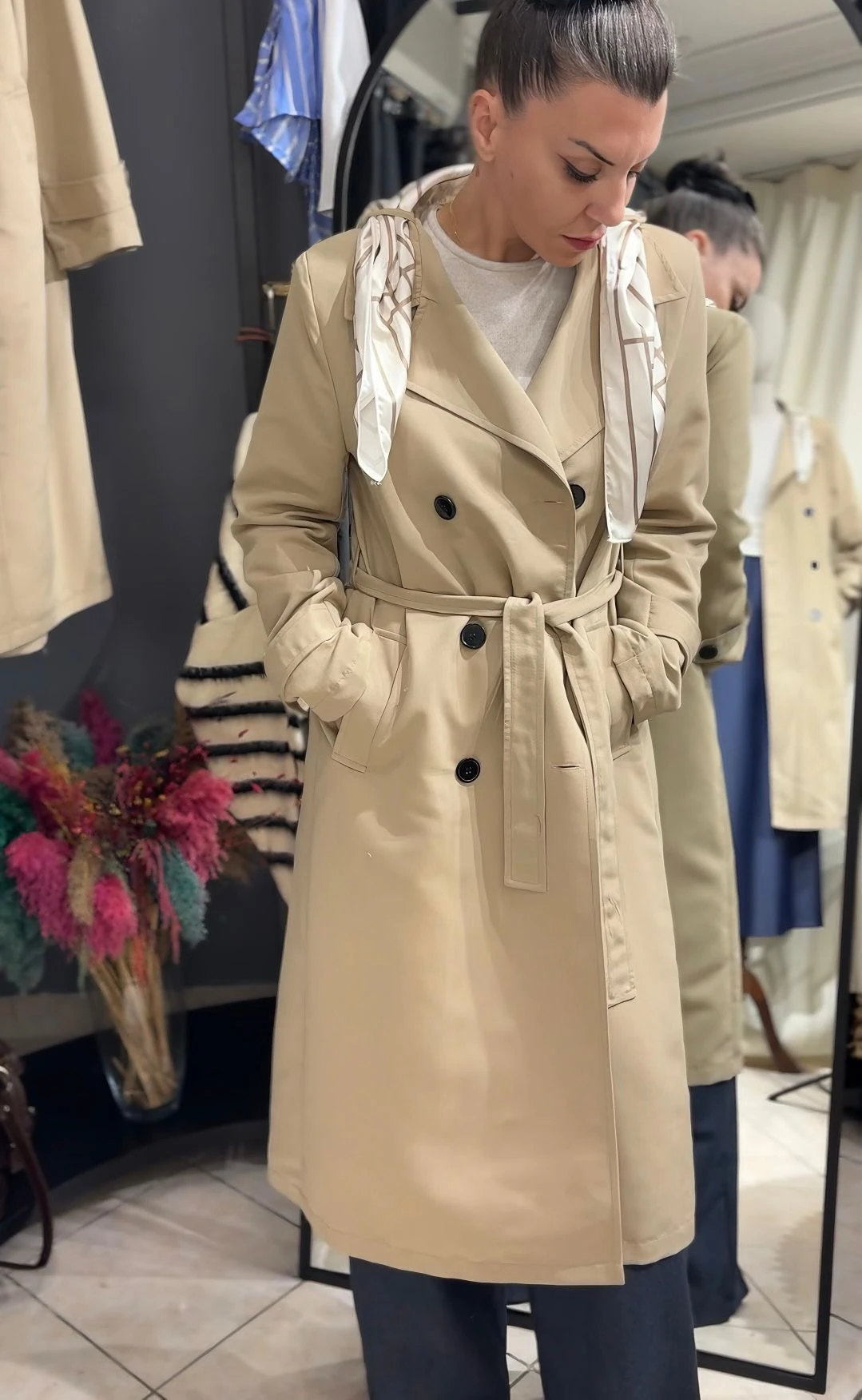 Kadın Trenç Kot Uzun